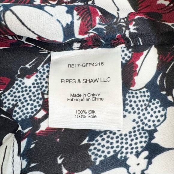 Veronica Beard Goldie Pintuck Tux Floral Silk Blouse In Multicolor Sz 4 Classic - Picture 11 of 13